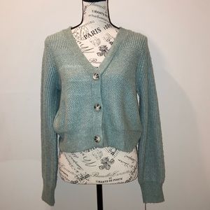 Sincerely Jules kiwi green cropped cardigan Sz L NWT